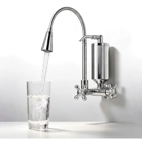 Torneira Cozinha Parede Filtro  Gourmet Flexível 2 Modos Luxo Prateado - Estilo 2 Brilhante