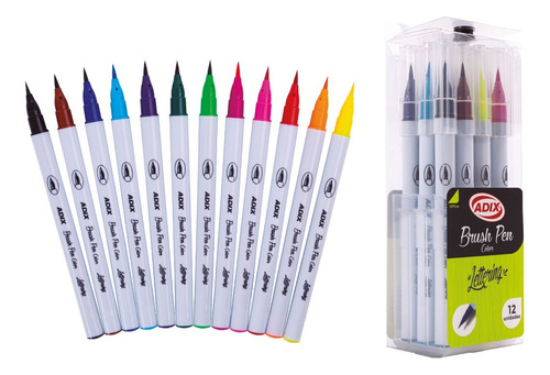 Brush Pen Caja Con Broche 12 Colores