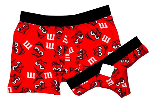 Duo Conjunto Para Pareja. Boxer Y Tanga M&m