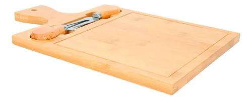 Tabla Bambú Para Quesos Y Picadas Con 2 Utensilios 36x23cm