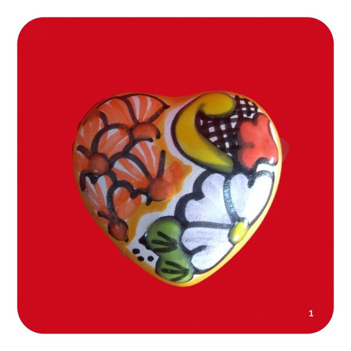 Imagen 1 de 6 de Alhajero De Talavera Poblana Corazón 5cm P/ Recuerdo Lhj