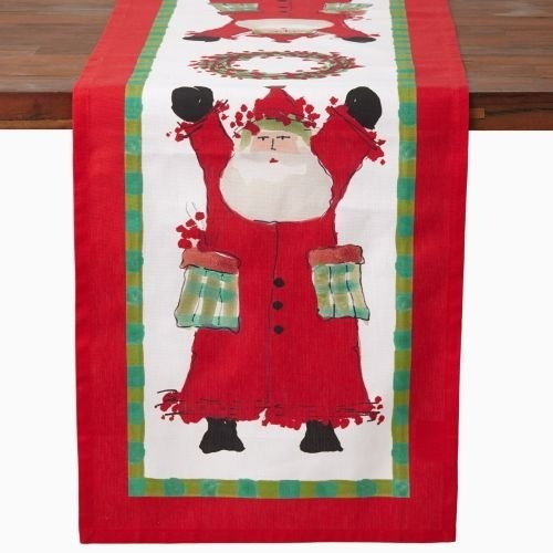 Vietri Old St. Nick Table Runner, Custom Painted Christmas L