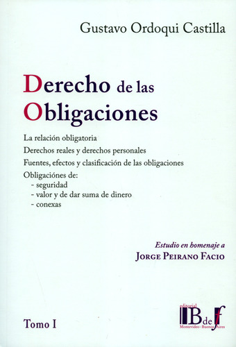 Libro Derecho De Las Obligaciones. Tomo I. La Relación Oblig