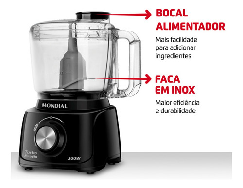 Mini Processador Mondial Turbo Pratic Mp-16-b Preto 220v