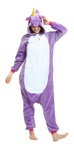 Pijama Disfraz Enterizo Importado Unicornio Morado Lila 