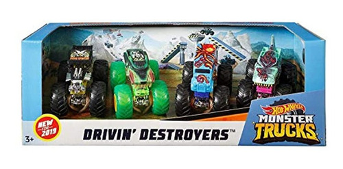 Hot Wheels Monster Trucks 1: 64, 4 Unidades De Vehículos (lo