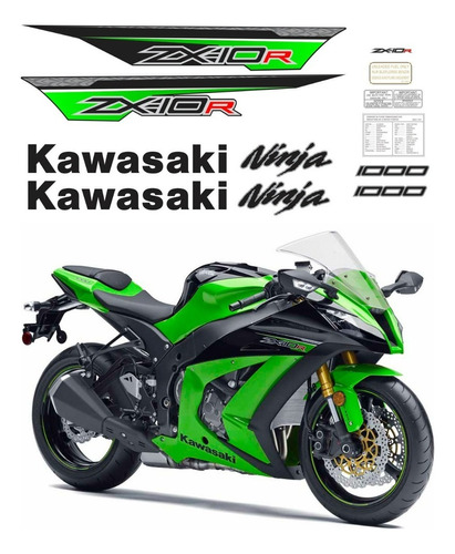 Kit Adesivos Para Kawasaki Ninja Zx-10r 2013 15992 Cor PRETO/VERMELHO/VERDE
