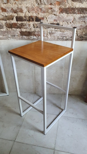 Mesa Desayuno Barra 120x60 + 4 Taburetes Industrial Madera