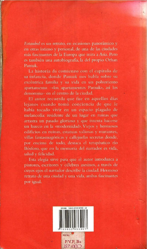 Libro - Novela - Orhan Pamuk - Estambul. Ciudad Y Recuerdos (Usado)