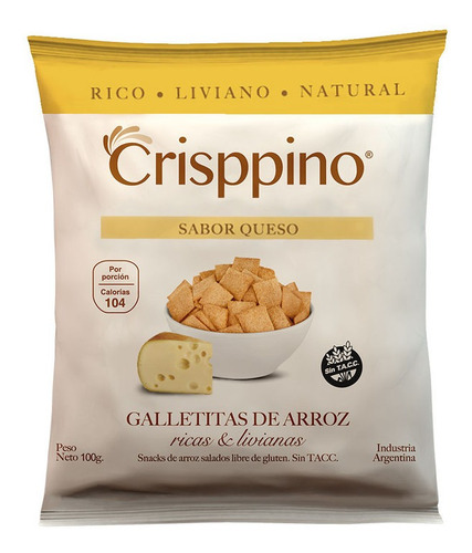 Galletitas De Arroz Crisppino Sabor Queso 100 Gr