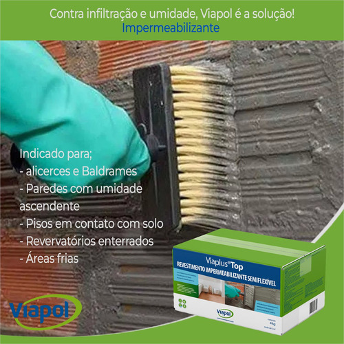 Argamassa Impermeavel Viaplus Top Viapol 4kg Kit 3 Und