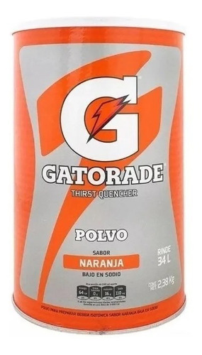 2 Latas Gatorade En Polvo Naranja Rinde 34 Lts 2.38 Kilos