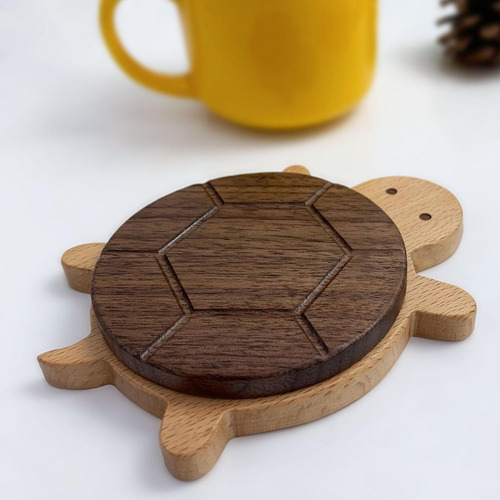 Posavasos De Madera Con Forma De Tortuga, Ideal Para
