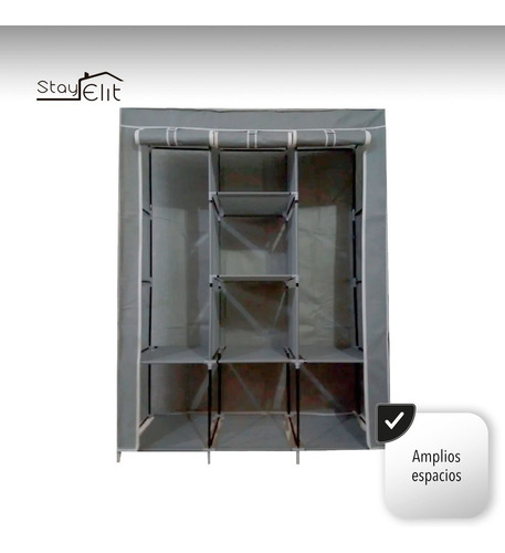 Imagen 3 de 5 de Closet Ropero Armable 1.75mts Gris Hogar Reforzado Stayelit