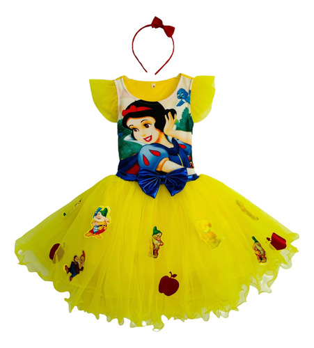 Disfraz Vestido Bebe Niña Princesa Blanca Nieves Navidad Fiesta Cumpleaños 