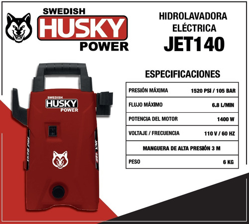 Hidrolavadora Tipo Karcher 1520psi C/ Rociador Jabon Husky