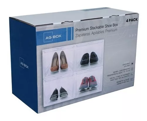 Ag Box, Set De 4 Cajas De Zapatos Apilables Premium
