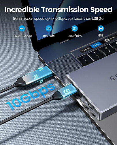 Orico Carcasa Dual-bay Nvme M.2 Ssd Aluminio Usb3.2 Gen...