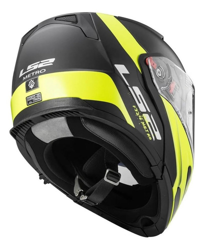 Imagen 5 de 5 de Casco para moto rebatible LS2 Metro Evo FF324 matt black y yellow fluor rapid talla M