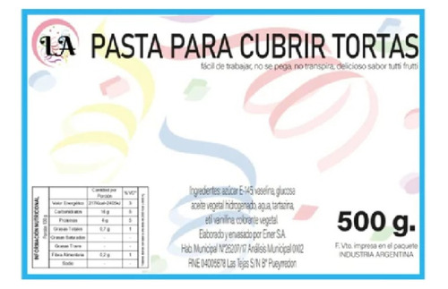 Pasta Cubretortas - Fondant X 500gr - Blanca Lauacu