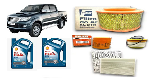 Kit De 4 Filtros Fram Toyota Hilux Hasta 2018 + Shell Hx7 8l