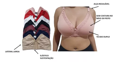 Lingerie Top Sutiã Liso Plus Size - Cores Variadas