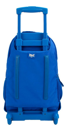 Mochila Carrito Carro Escolar Everlast Gran Capacidad Base Reforzada Manija Telescopica Extensible Ruedas Hb Color Azul Diseño de la tela Liso