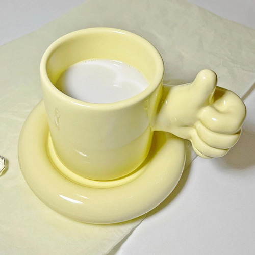 New,. Taza De Café, Taza De Postre, Mango Con Pulgares Hacia