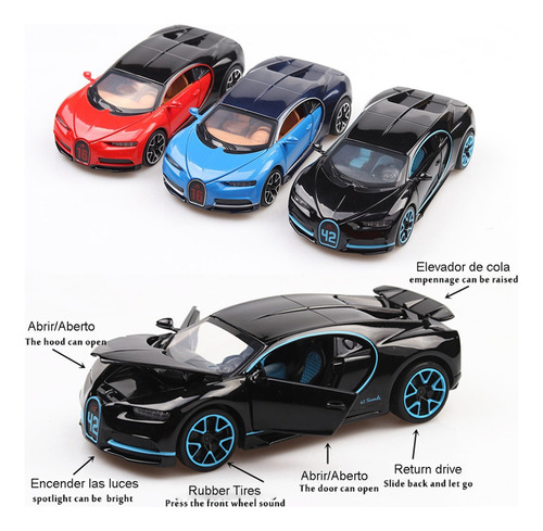 Bugatti Chiron Miniatura Metal Coche Adornos Coleccionables
