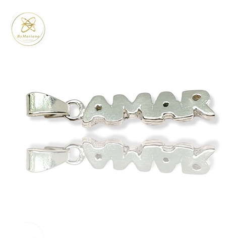 Imagen 2 de 5 de Dije Plata Letras Palabra Amar 25 X 5mm