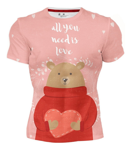 Playera Full Print San Valentín Oso All You Need Is Love 60