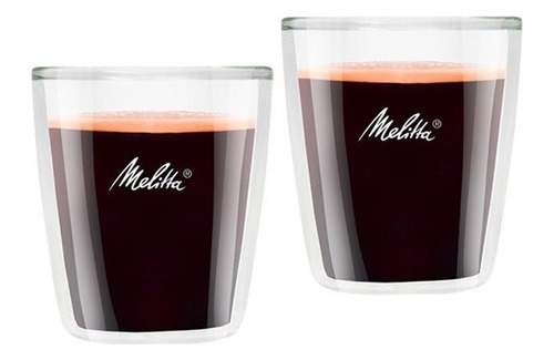 Set De Dos Vasos Doble Pared Melitta 300ml Color Blanco