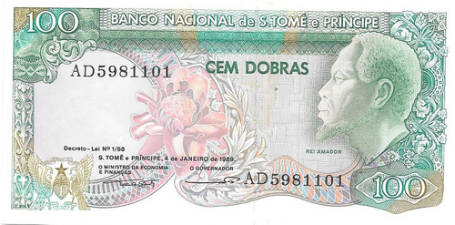 Billete Santo Tome Y Principe 100 Dobras 1989 Sin Circular