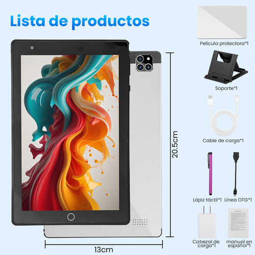 8'' Tablet Android 13 6gb+128gb Octa-core Cámara Dual Wifi