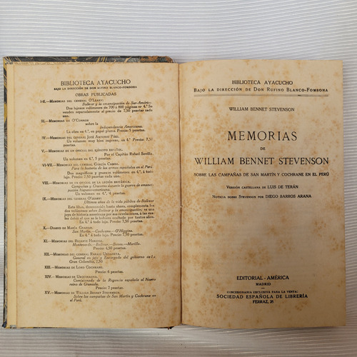 Memorias De William Bennet Stevenson Bibl Ayacucho America