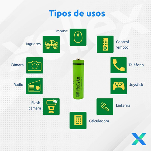 Pilas Aaa Recargables Gp 950mah Nimh Recyko Pack X 4 Unids
