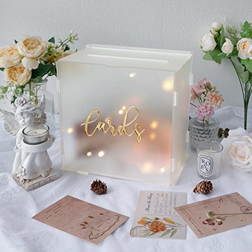 Frosted Acrylic Wedding Card Box With String Light, Lar...