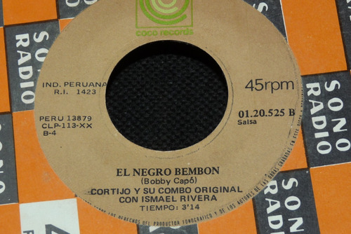 Jch- Cortijo Y Su Combo El Negro Bembon Salsa Guagua 45 Rpm