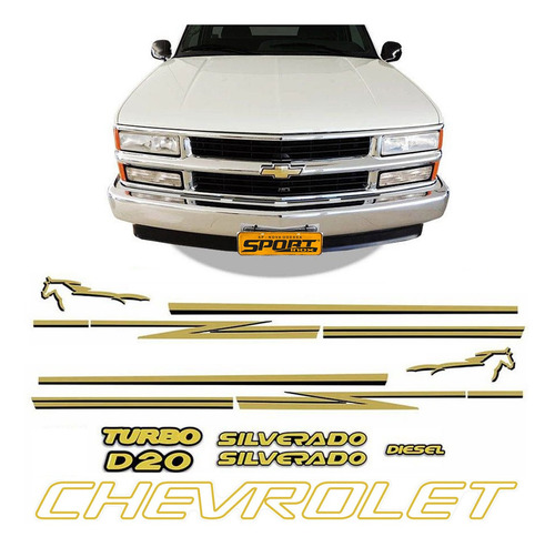 Kit Faixas Adesivos Silverado D20 Chevrolet Resinados 2000
