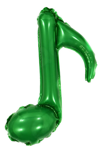 5 Globos Metálicos Corchea Musical Verde, 36cms.