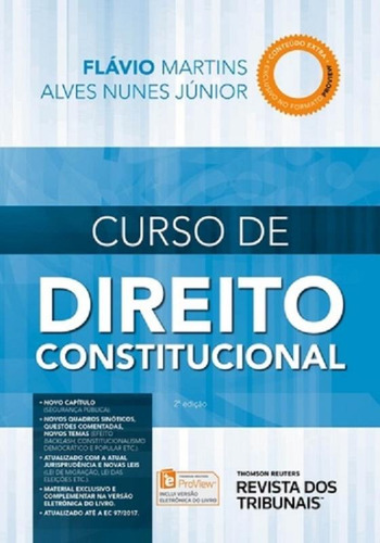 Curso De Direito Constitucional - Rt - 2 Ed, De Flavio Martins Alves Nunes Junior. Editora Ed Revista Dos Tribunais Ltda, Capa Mole, Edição 2 Em Português