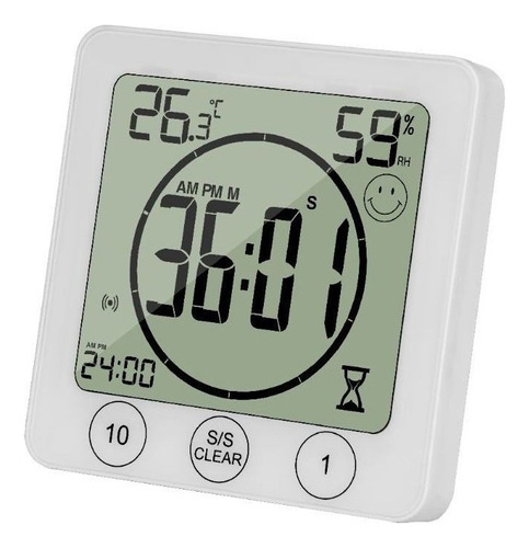 Lcd Baño Reloj De Pared Temperatura Humedad Recuento