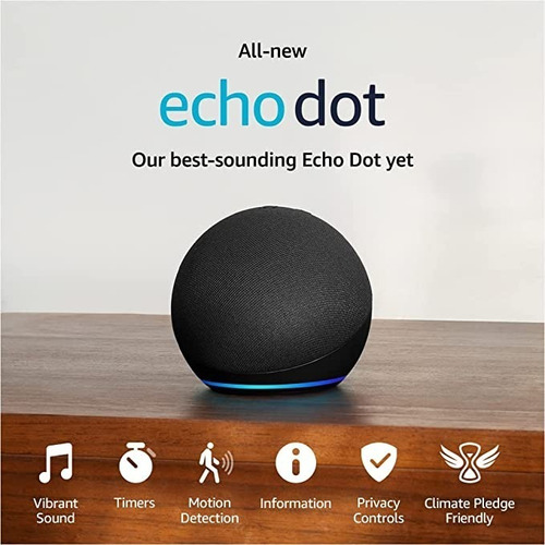 Imagen 2 de 5 de Amazon Echo Dot 5th Gen Con Asistente Virtual Alexa Charcoal