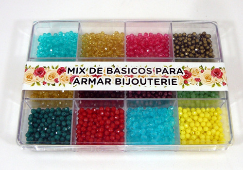 Cajas Acrílicas Con Perlas Facetadas Ø 4 - 12 Colores