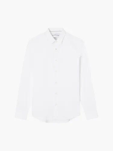 Camisa Ck Chest Logo Slim Stretch Blanco Calvin Klein Hombre