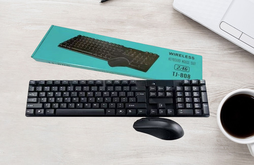 Kit Teclado Y Mouse Inalambricos Teclas En Español Qwerty Negro Negro
