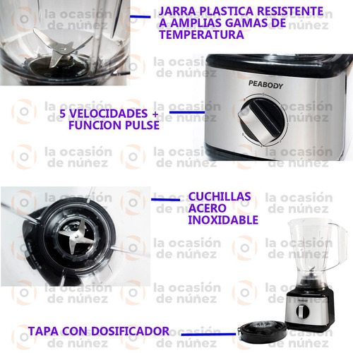 Imagen 3 de 7 de Licuadora Electrica De Mesa Peabody 600w 1,5 Lt