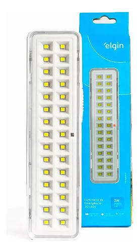 Luminária led emergência 48LEM30L0000 bivolt bateria recarregável elgin cor branco 110V/220V