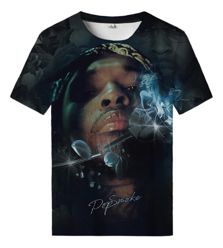 Playera Hip Hop Neutral Impresión 3d Pop Smoke