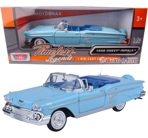 Chevrolet Impala Convertible 1958, Azul - Motormax Premiu...
